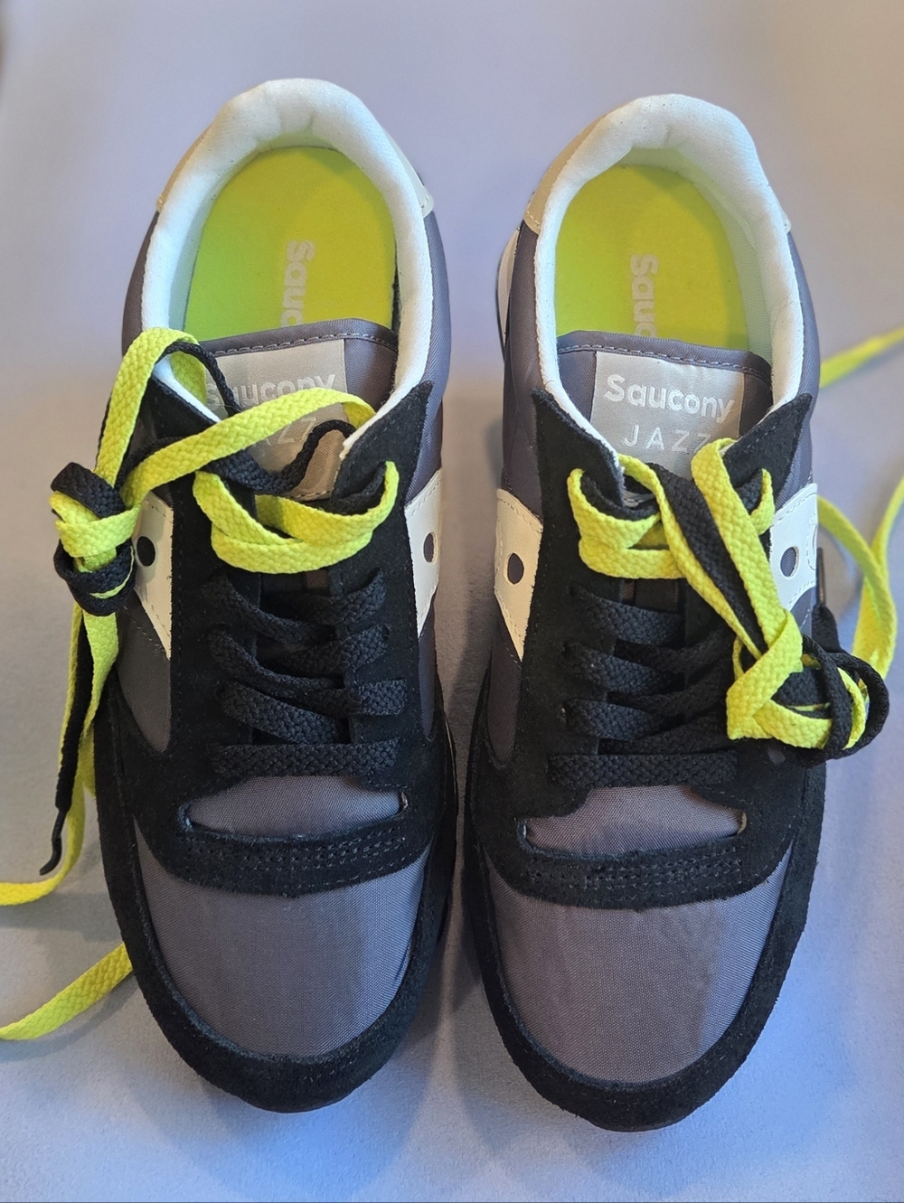 NEW Women's Saucony Jazz Sneakers - Black Suede & Gray/White/Cream - Size 7.5 US - Picture 10 of 13